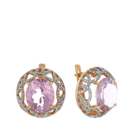 Серьги из золота с аметистами и фианитами