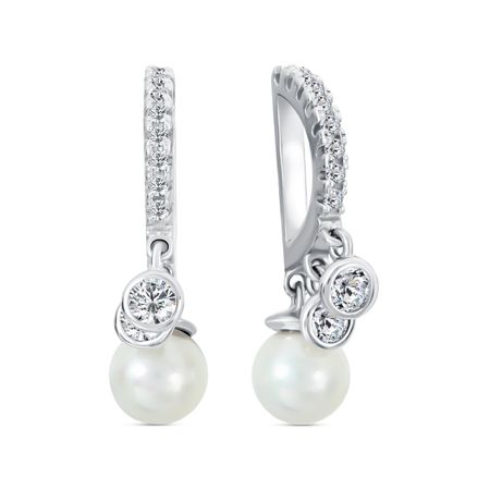 Серебряные серьги с пластиком и фианитами