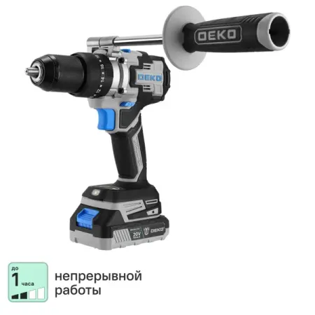 Дрель-шуруповерт аккумуляторная ударная бесщеточная Deko ZKCD20VPRO, 20 В Li-ion 2x3 Ач