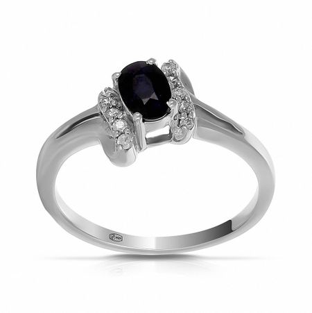 Кольцо из серебра с сапфиром и фианитами