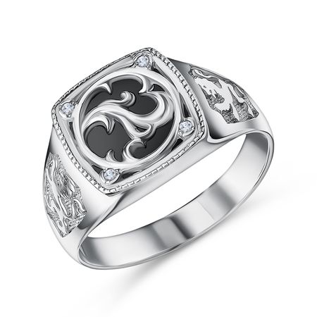 Серебряная печатка с фианитами