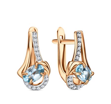 Золотые серьги с топазами и фианитами