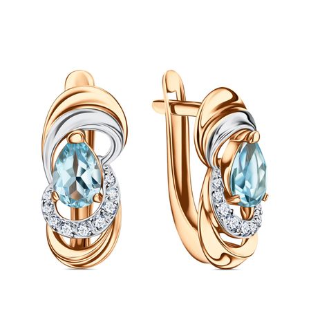 Золотые серьги с топазом и фианитами
