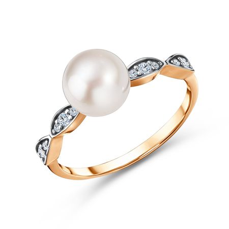 Золотое кольцо с жемчугом и фианитами moonbiffy подхваты для штор с жемчугом