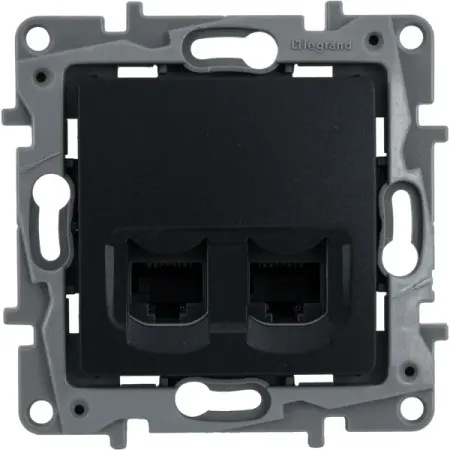 Розетка компьютерная двойная RJ45 категория 5e UTP - Legrand Etika - антрацит