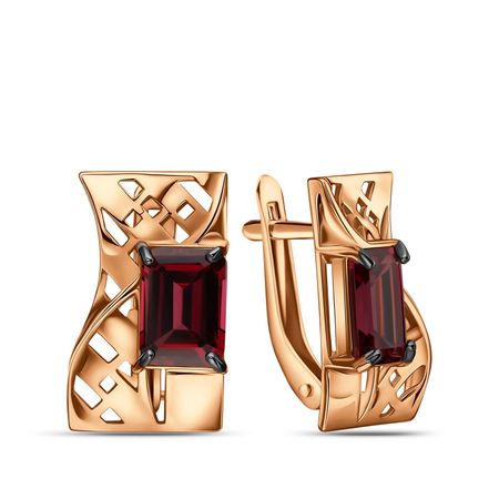 Золотые серьги с родолитами