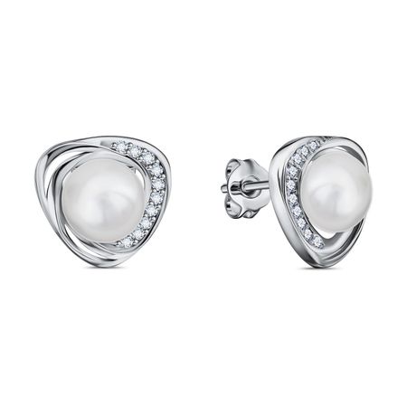 Серебряные серьги с пластиком и фианитами