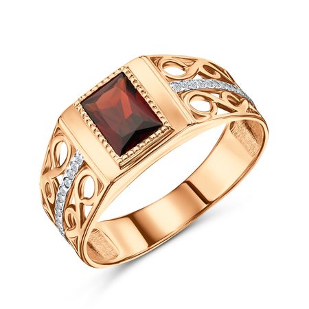 Золотая печатка с гранатом и фианитами золотая копия монеты 1725 испания 4 эскудо фелипе v cuenca