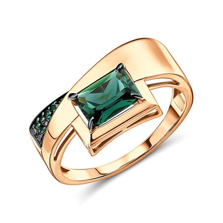 Золотое кольцо с кварцем и фианитами