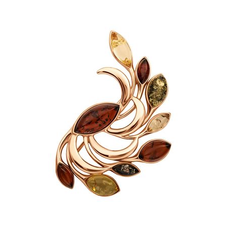 Серебряная брошь с янтарем