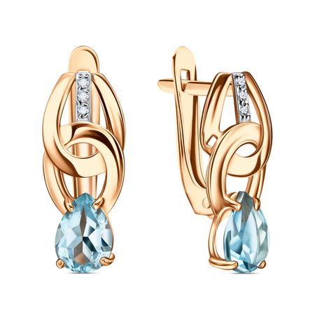 Золотые серьги с топазом и фианитами