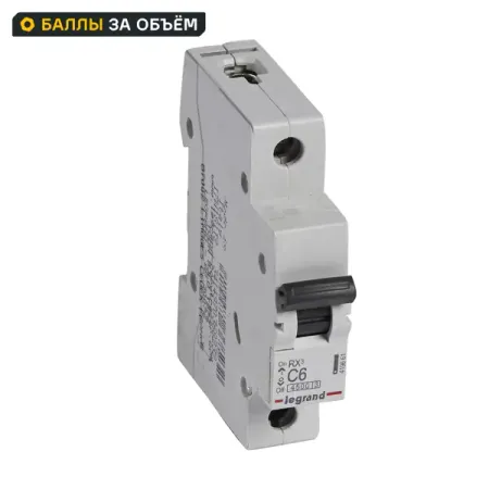Автоматический выключатель Legrand RX3 1P C6 А 4.5 кА tomzn dds238 vap мини автоматический выключатель 63a 80a