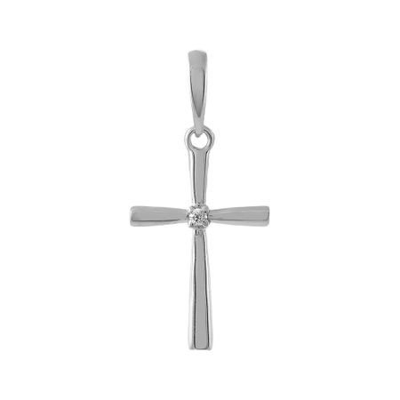 Подвеска-крестик из серебра с фианитом