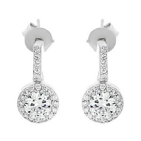 Серебряные серьги с фианитами и родированием