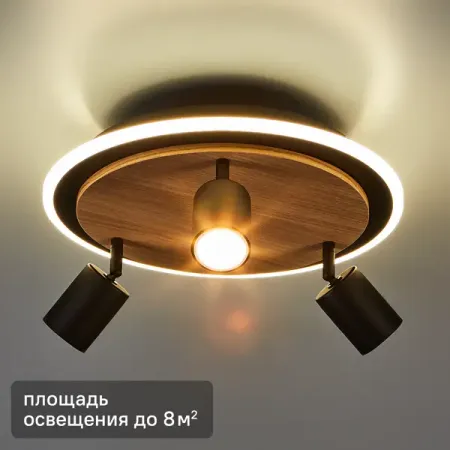 Светильник потолочный Lumion Ledio 6572/15CLR 3 лампы и светодиодная подсветка 8 м² нейтральный белый свет цвет черный