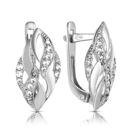 Серьги из серебра с фианитами статуэтка из тибетского серебра в форме льва