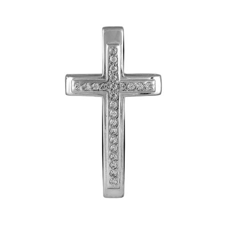 Подвеска-крестик из серебра с фианитами