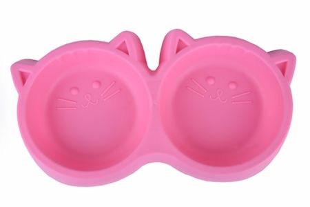 Миски WOGY Миска для кошек двойная, с нескользящими насадками (2х250 мл)