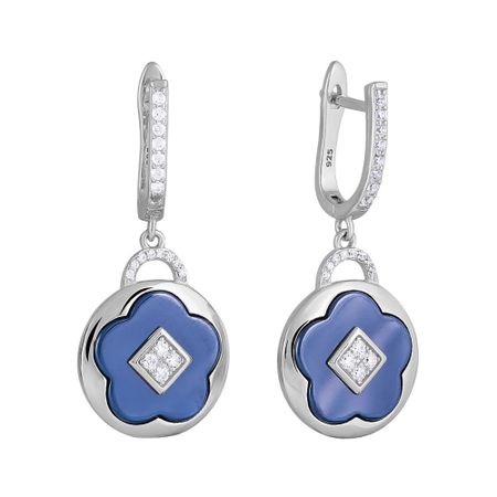 Серьги из серебра с керамикой и фианитами