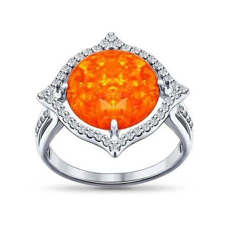 Кольцо SOKOLOV из серебра с опалом и фианитами