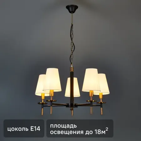 Люстра подвесная Arte Lamp Riccardo 5 ламп цвет черный белые стеклянные чашки oimg