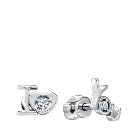 Серебряные серьги с фианитами и родированием серебряные серьги квадрат с родированием