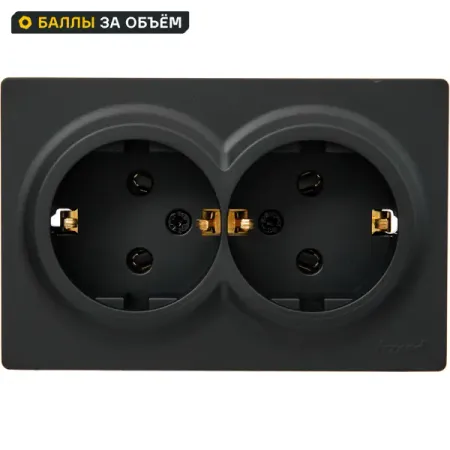 Розетка двойная Lezard Leto с заземлением цвет черный бархат двойная настенная розетка bingoelec