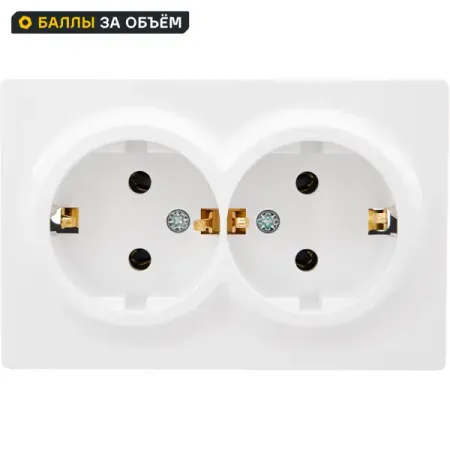 Розетка двойная Lezard Leto с заземлением цвет белый двойная настенная розетка bingoelec