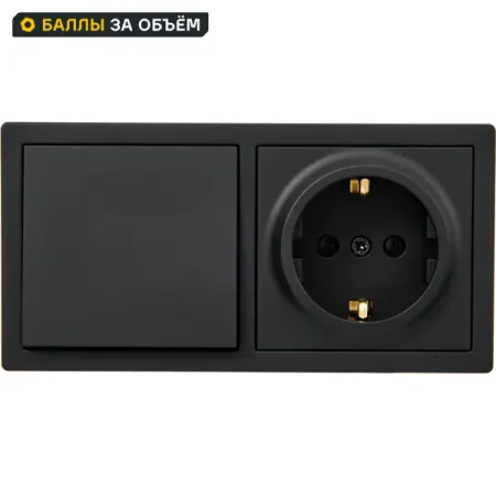 Блок выключатель с розеткой накладной Lezard Leto 1 клавиша цвет с заземлением цвет черный бархат wallpad 1 2 gang switch с розеткой и usb