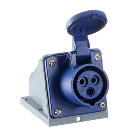 Розетка силовая угловая настенная Dekraft РС-103 с заземлением 2P+PE 1 фаза 16 А 220 В IP44 синяя (26190DEK) м и штерн силовая электроника расчеты и схемотехника