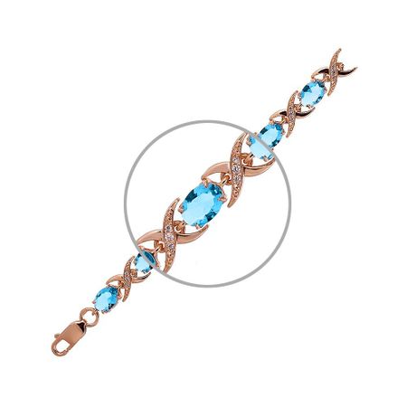 Серебряный браслет с топазами Swiss и фианитами с позолотой
