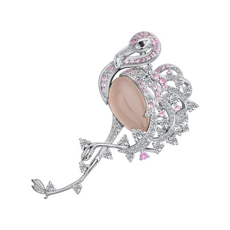 Серебряная брошь с фианитами и эмалью