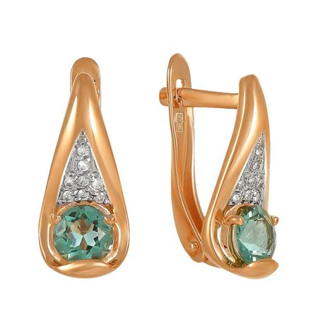 Серьги из золота с кварцем и фианитами