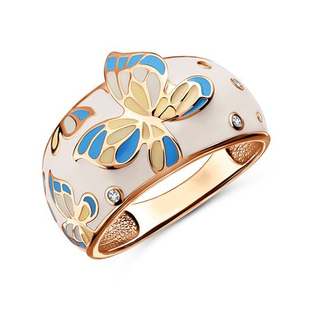 Серебряное кольцо Бабочка с эмалью и фианитами открытка 3d бабочка moonbiffy