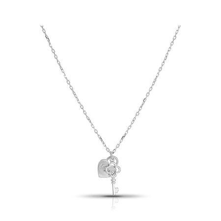 Серебряное колье Замок LOVE с фианитами и родированием