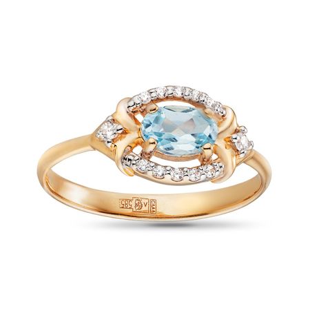 Кольцо из золота с топазом и фианитом