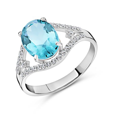 Серебряное кольцо с топазом и ювелирным стеклом