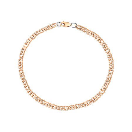 Серебряный браслет Двойной ромб с позолотой