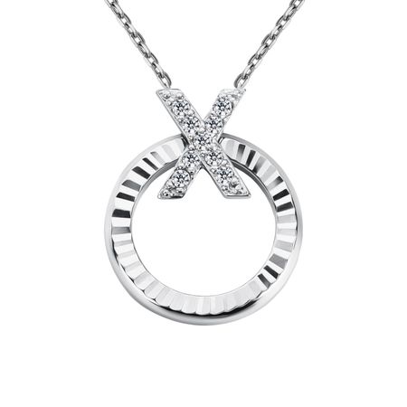 Серебряное колье с фианитами серебряное колье скрипичный ключ с фианитами и родированием