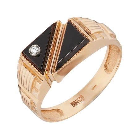 Кольцо-печатка из золота с фианитами