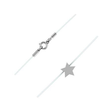 Колье на леске с серебряным замком и подвеской с родированием