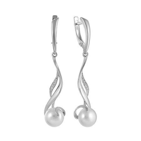 Серьги SOKOLOV из серебра с жемчугом и фианитами