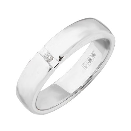 Обручальное кольцо из белого золота с бриллиантом кри ная пирамида из белого кварца