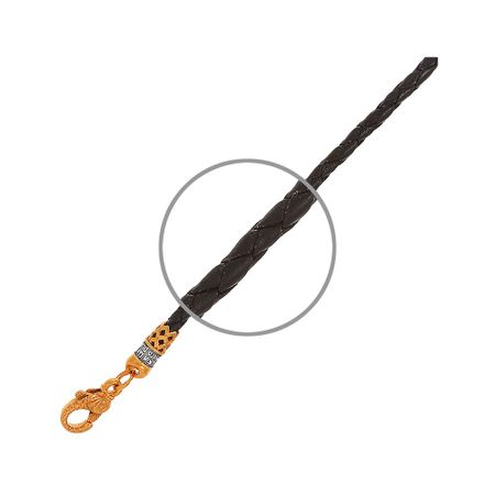 Кожаный шнурок с серебряным замком с позолотой