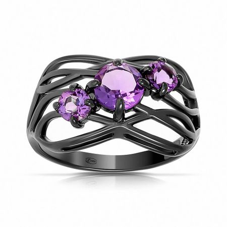 Кольцо из серебра с аметистами