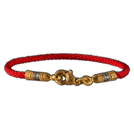 Текстильный браслет с серебряным замком с позолотой