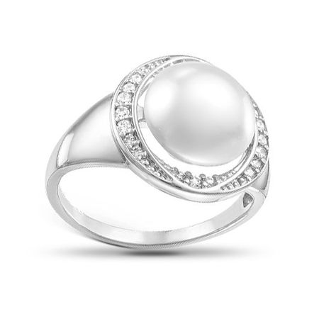 Кольцо из серебра с жемчугом SWAROVSKI и фианитами