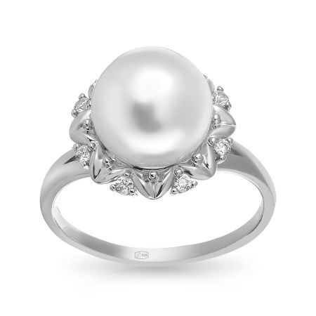 Кольцо из серебра с жемчугом SWAROVSKI и фианитами