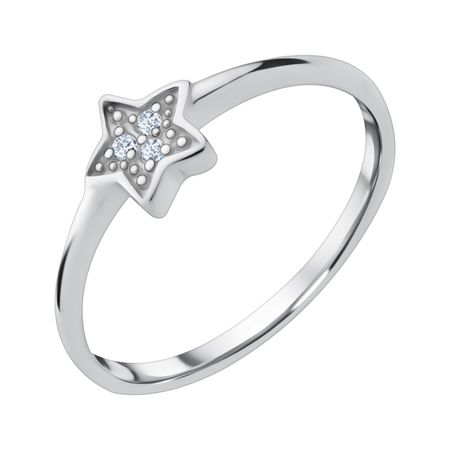 Серебряное кольцо Звезда с фианитами и родированием светодиодная звезда для елки navidad natal noel