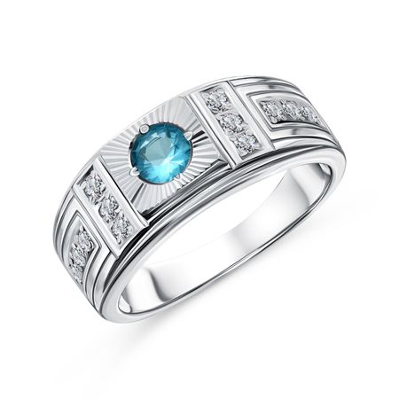 Серебряное кольцо-печатка с фианитами